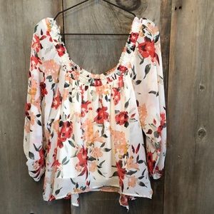 Gilli Floral Blouse in Cream Size Large Women’s